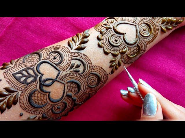 Beautiful Heart Shaped Dubai Style Mehndi Design 2025 || Step by Step Mehndi Design || Heena Design