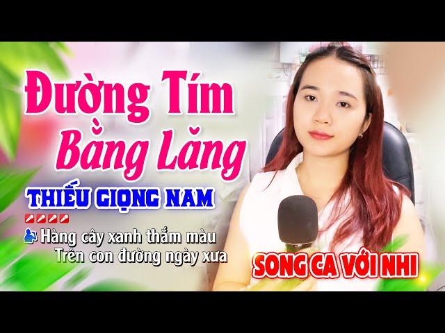 Karaoke Đường Tím Bằng Lăng Song Ca Thiếu Giọng Nam | Hát cùng Tuyết Nhi