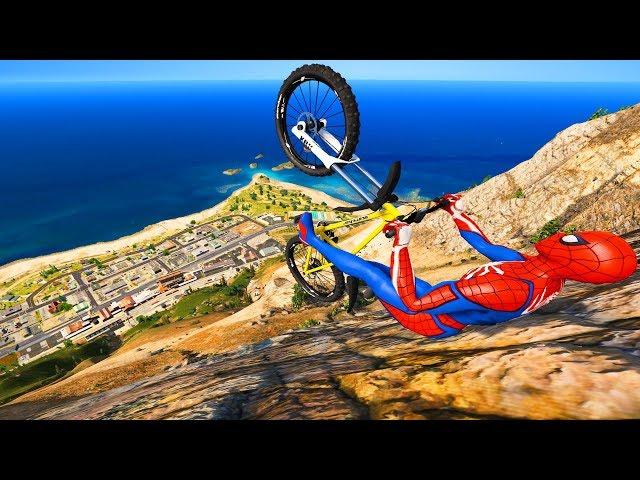 GTA 5 Spiderman - Downhill Bike Fails/Ragdolls (Euphoria Physics | Funny Moments)