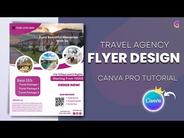 Travel Agency Flyer Design Tutorial On Canva Pro | Canva Design Tutorial