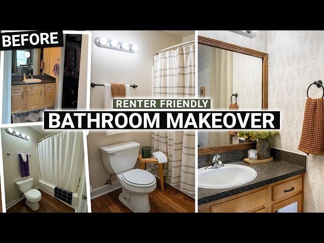 *EXTREME* Renter-Friendly Bathroom Makeover 