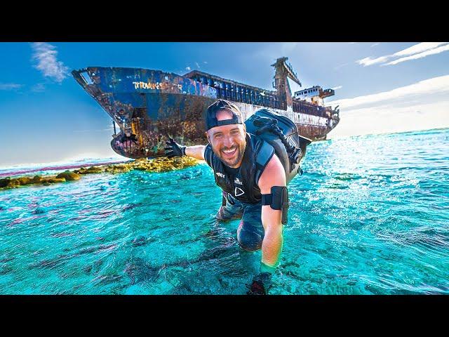 Exploring Abandon GHOST SHIP Trapped on CORAL REEF!!! (Belize)