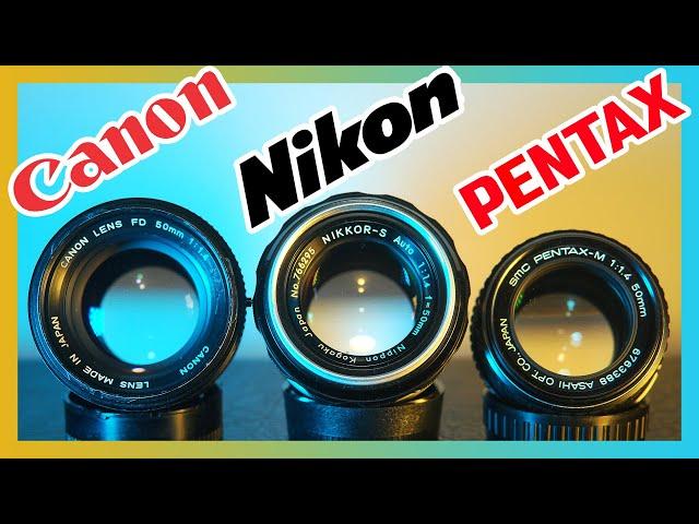Canon Vs Nikkor VS Pentax 50mm 1.4 - vintage lenses comparison