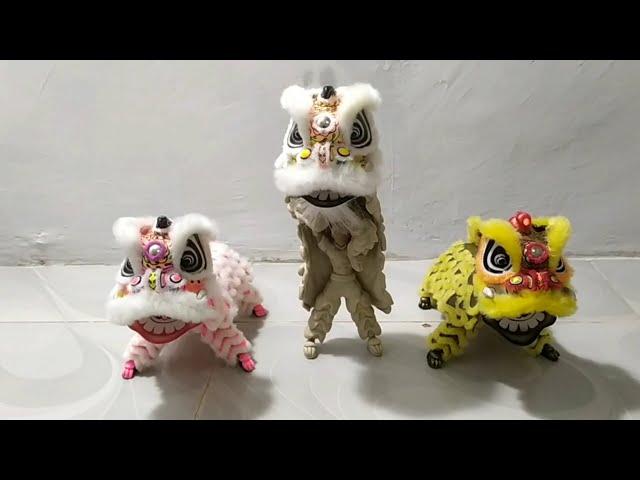 Barongsai duduk dikepala model sudah lengkap | Lion dance  detail complete