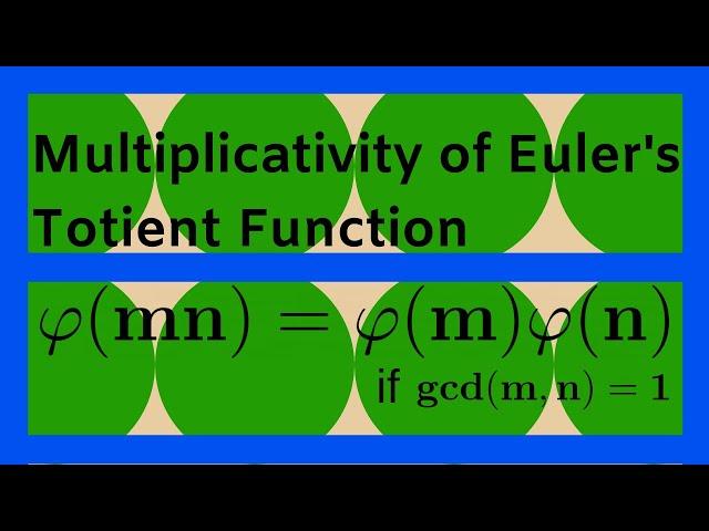 Number Theory | The Multiplicativity of Euler's Totient Function