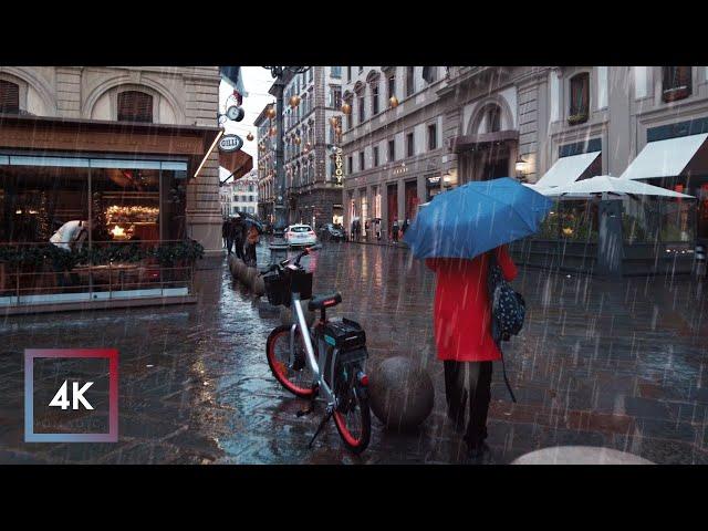 Rainy Walk in Florence, Italy | Walking in Florence, Binaural Rain Sounds