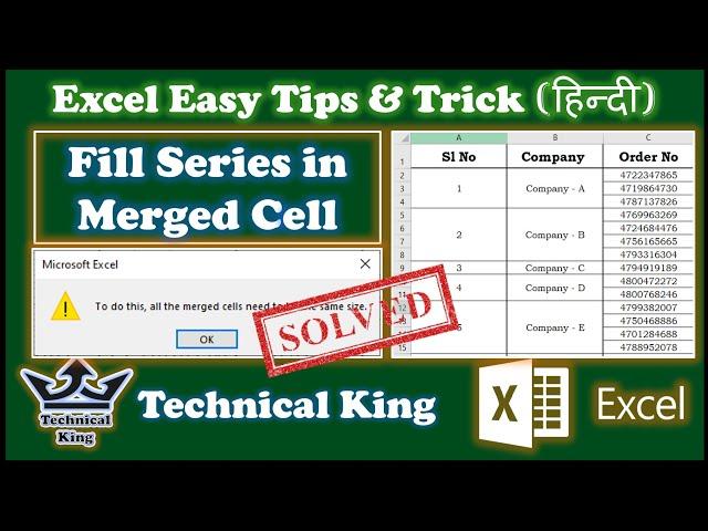 Excel - How To Auto fill Number Series In Merged Cells, Auto Number / Fill Merged Cells, Excel Tips