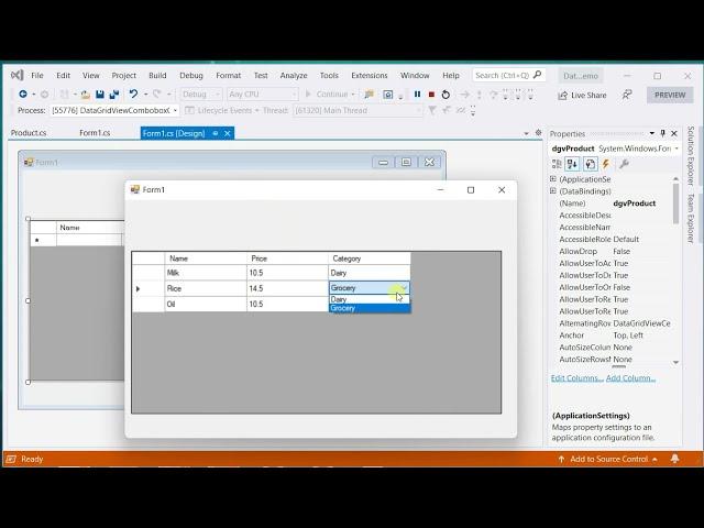 Add Combo box column in DataGridView in C# Windows Form | DataGridViewComboboxColumn in DataGridView