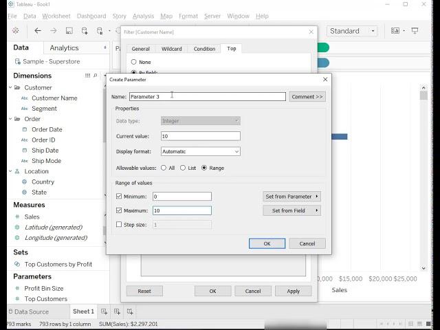 How to Display Top Customers Based on Parameter in Tableau