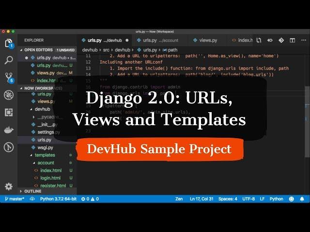 Django 2.0: setup URLs, templates and HTML views for Account application / DevHub - Django Project