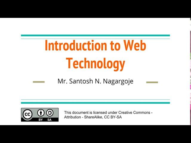 WT Lecture No. 1: Introduction to Web Technology (SPPU)