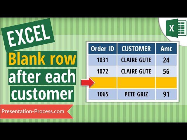 How to insert blank row after each customer in Excel (Creative Idea)