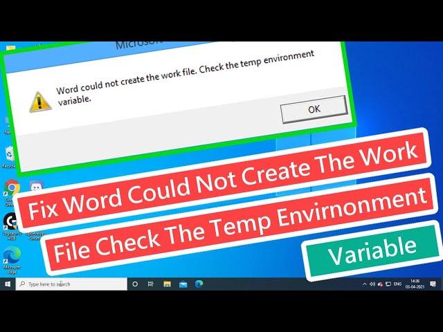 Fix Word Could Not Create The Work File Check The Temp Environment Variable