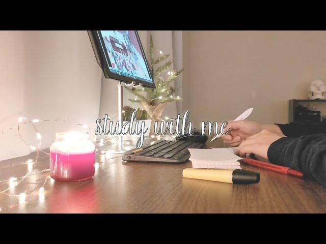  late night Christmas study with me | real-time,1 hour, Christmas piano music fire crackling, 스터디윗미