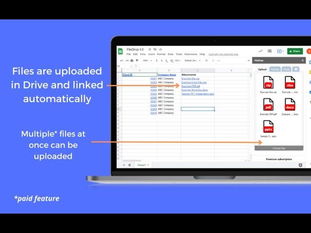Easily insert, attach and link files in Google Sheets cells with FileDrop
