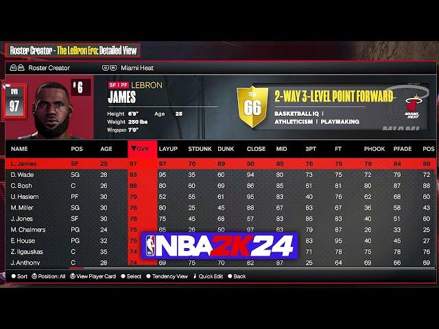 NBA 2K24 Full Roster Ratings - Current Players/Legends/Jordan Era/Kobe Era/LeBron Era