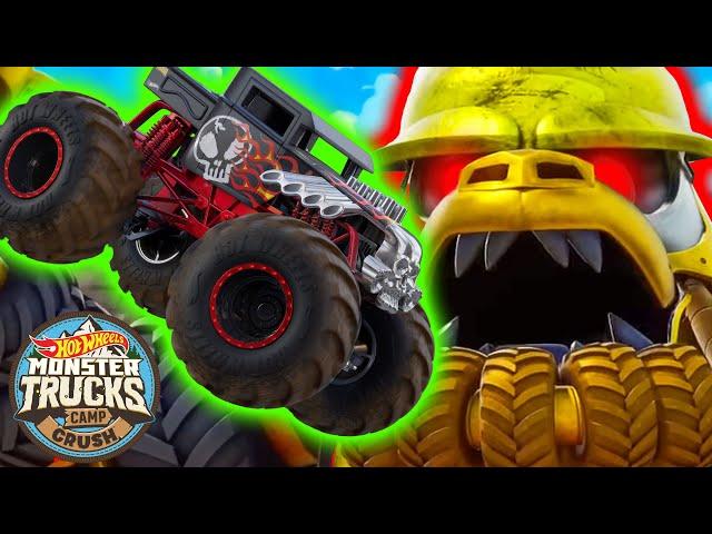 Camp Crush Showdown: Crushzilla Challenges the Hot Wheels Monster Trucks!