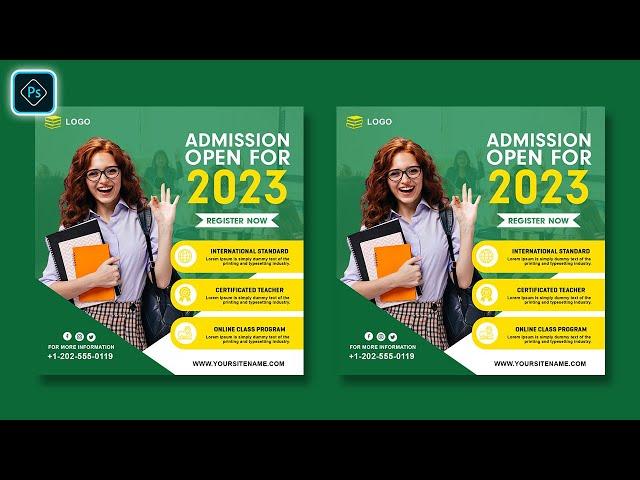 Education College Admission Social Media Banner Design In Photoshop Tutorial