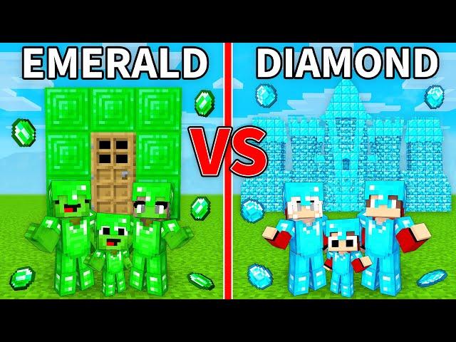 Mikey EMERALD vs JJ DIAMOND FAMILY Survival Battle in Minecraft (Maizen)