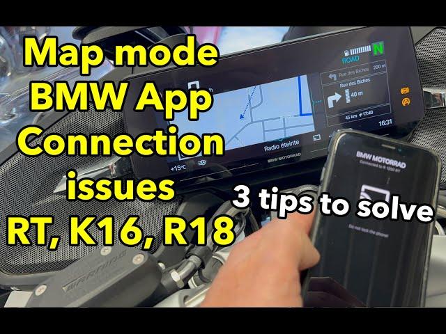 Solve map mode connection issues with BMW Motorrad Connected App and R1250RT, K16, R18.