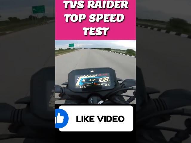 TVS RAIDER 125cc Top Speed Test #ytshorts #bikespeedtest