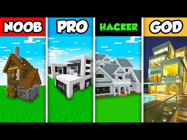 Minecraft NOOB vs. PRO vs. HACKER vs GOD : LUXURY FAMILY HOUSE BUILD CHALLENGE in Minecraft!