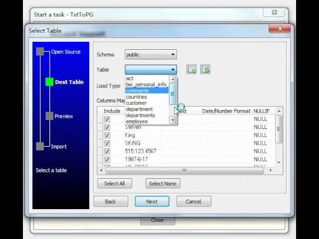 Batch import data from CSV files into PostgreSQL database