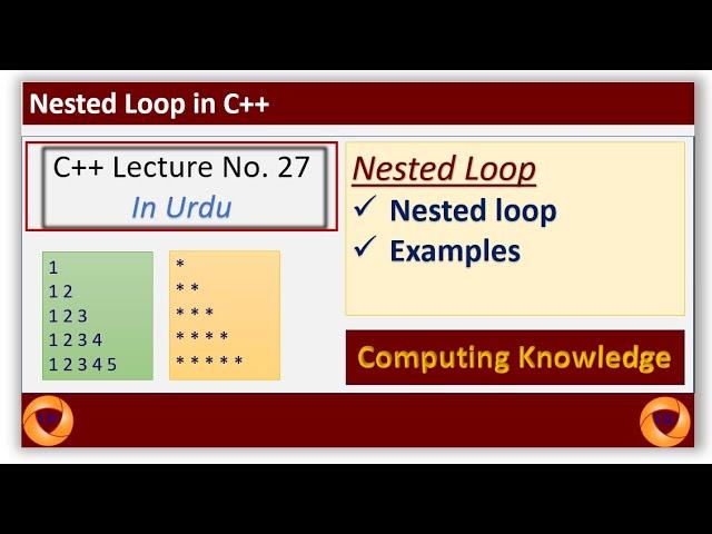 Nested Loop in C++ || Nested for loop in C++ || Nested for loops