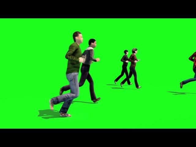 Green Screen Crowd People Run Running - Footage PixelBoom