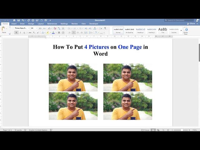 How to Put 4 Pictures On One Page in Word