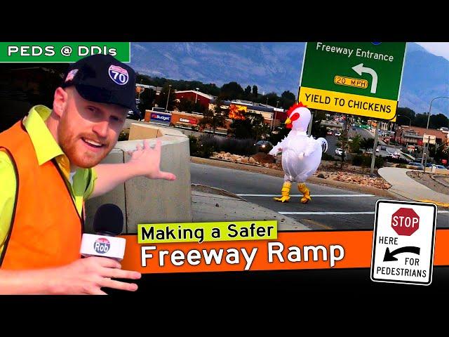 Drivers wouldn't stop... even for an 8-ft CHICKEN!  (Why did the chicken cross the freeway?)