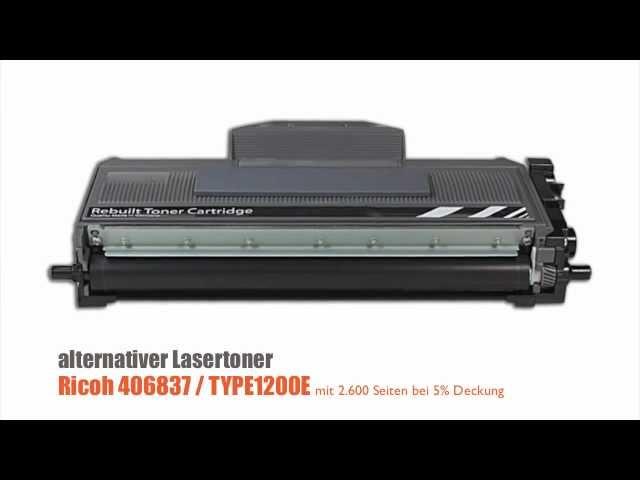 alternativer Lasertoner zu Ricoh 406837 / TYPE1200E Toner Black von www.Tintenpatrone.net