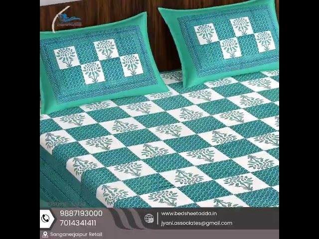 YouTube Bedsheet Adda Queen and King Size Jaipuri Printed Double Bedsheet with 2Pillow cover -702