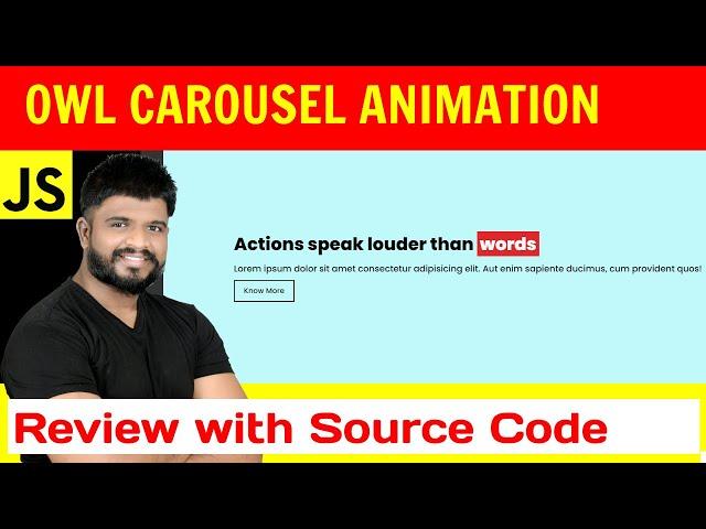 Ep109 - Owl Carousel active slide animation html, css, javascript source code