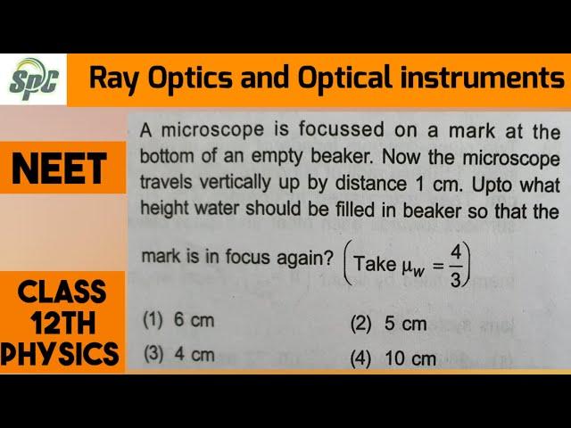 A microscope is focussed on a mark at the bottom of an empty beaker . Now the microscope travels  ve