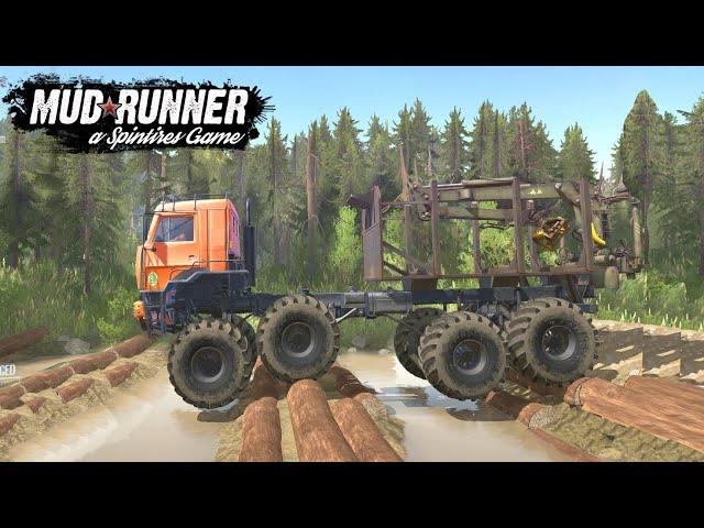 Spintires: MudRunner - KAMAZ MONSTER TRUCK Test on a Difficult Track