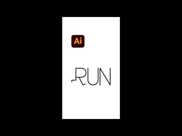 Typography RUN Creative Logo Design - Illustrator tips #shorts - Design.lk