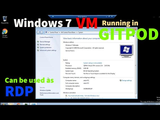 Running Windows 7 VM in Gitpod - Connecting it Through RDP - Free RDP Tutorial