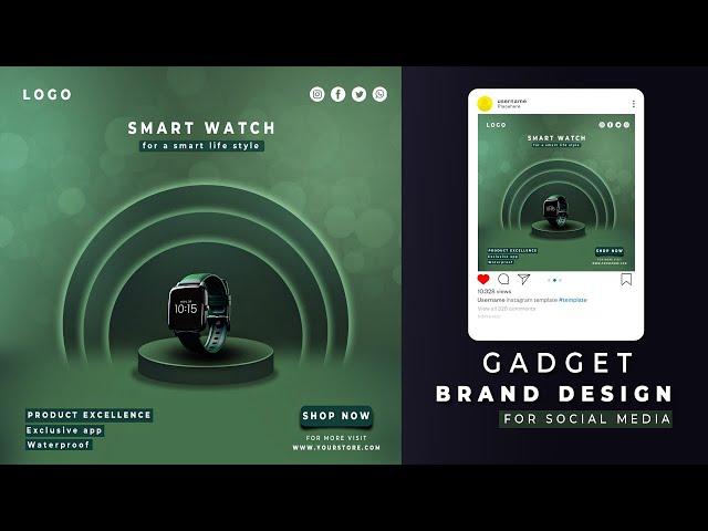 Gadget Brand Identity Post Design | Social Media Post for Gadgets | Photoshop Tutorial v-09