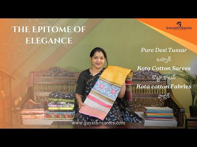 Pure Desi Tussar Silk, Pure Kota Cotton SAREES & Pure Kota Cotton Fabrics | #GayathriReddy |