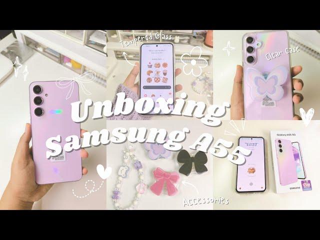 Unboxing Samsung Galaxy A55 5G Awesome Lilac + Accessories