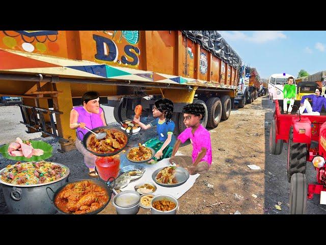 Monsoon Rain Heavy Flood Truck Driver Cooking for Bhuke Log Street Food Hindi Kahani Moral Stories