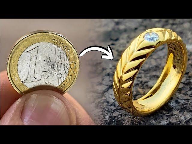 How To Make a  Coin Ring with Diamond?Handmade Coin Ring-Adamjewellery