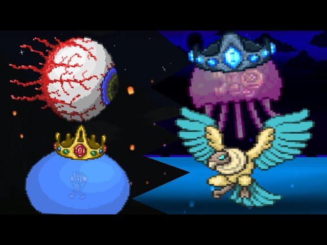 Terraria Eye of Cthulhu and King Slime Vs Queen Jellyfish and Thunderbird  Smash Bros Boss Fight