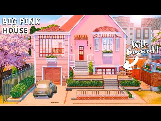  Big Pink House  NoCC | Exterior & Basement | The Sims 4 | Stop Motion