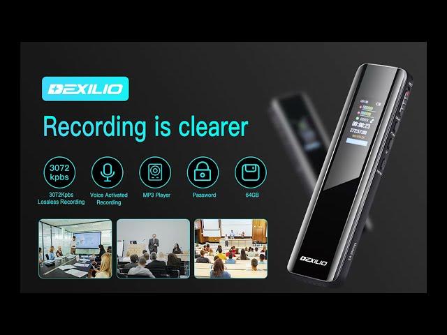 DEXILIO 64GB Digital Voice Recorder for Lectures Meetings