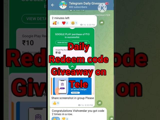 Google Play redeem code giveaway on telegram