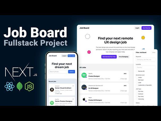 Build a Fullstack Job Board App with Next.js 14 (react.js, mongo, tailwind)