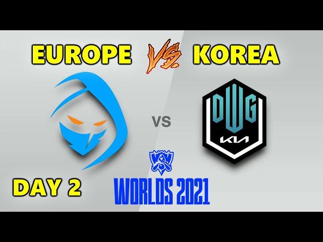 ROGUE vs DAMWON GAMING KIA - EUROPE vs KOREA - WORLDS 2021 - GROUP A - DAY 2 - LEAGUE OF LEGENDS
