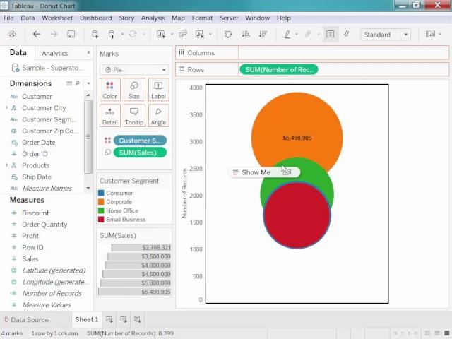 How to create a Doughnut chart in Tableau